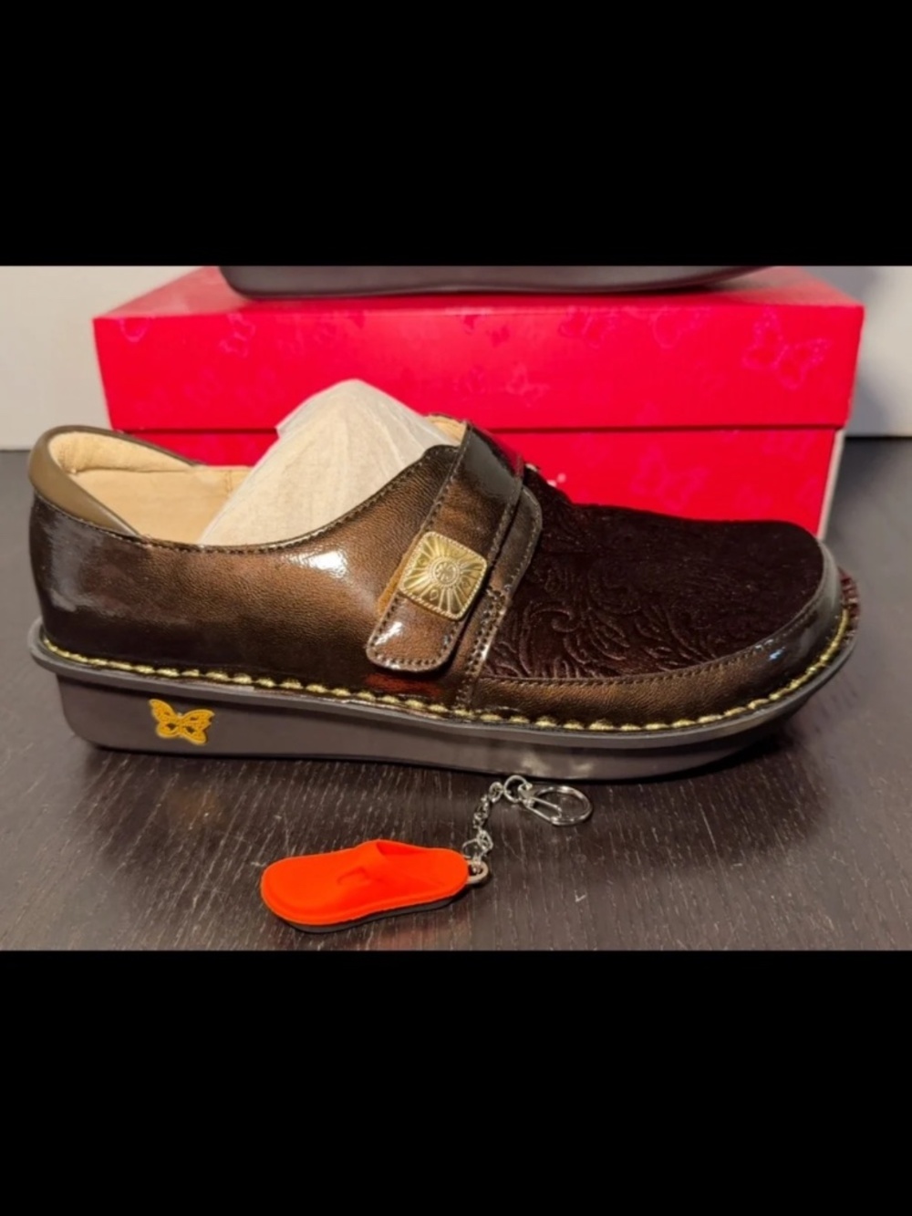 Alegria Brenna Umber Velvet & Patent Shoes Brown BRE-7618 Womans EU 38/US 8-8.5